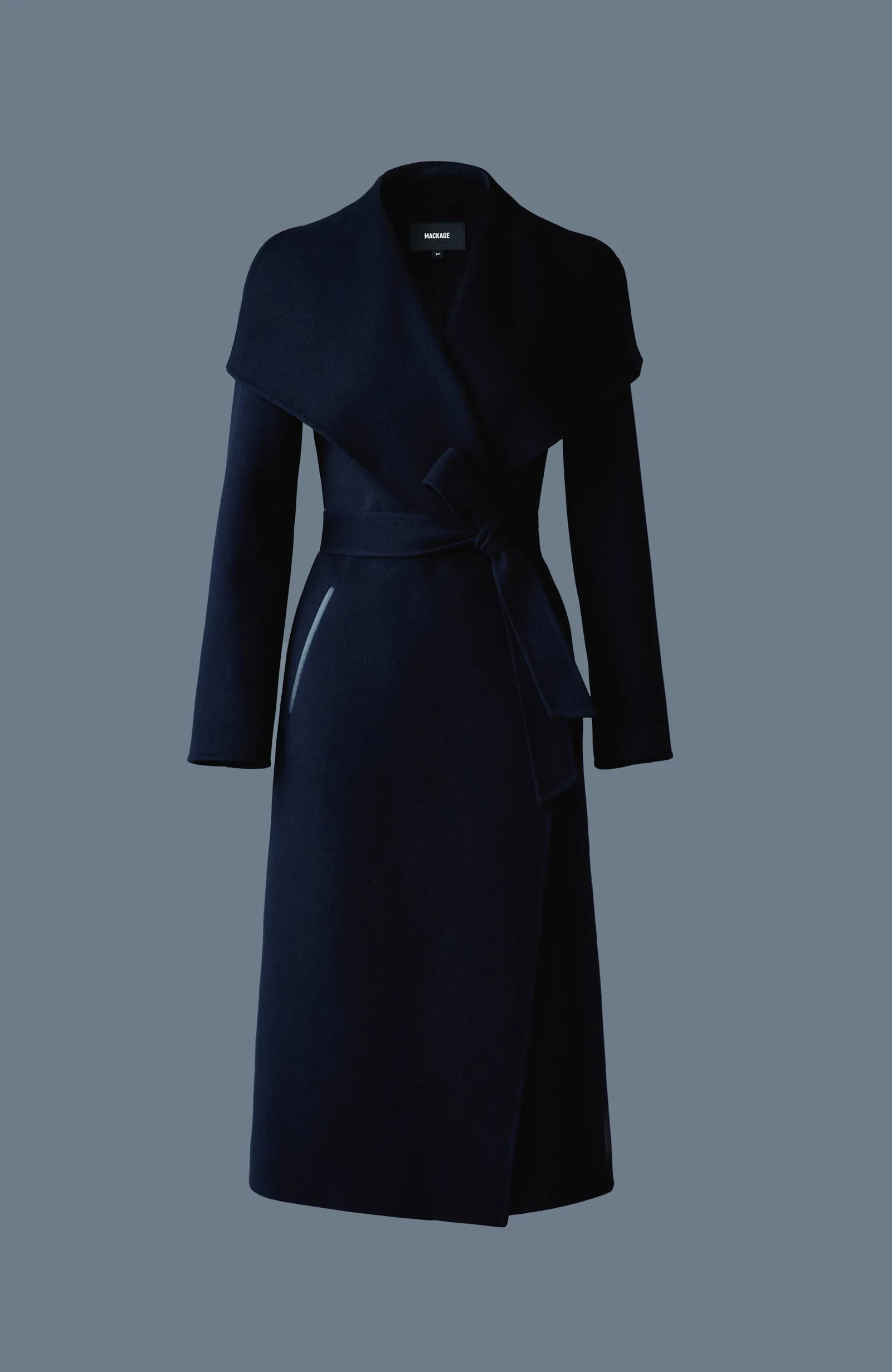 Double-face wool wrap coat