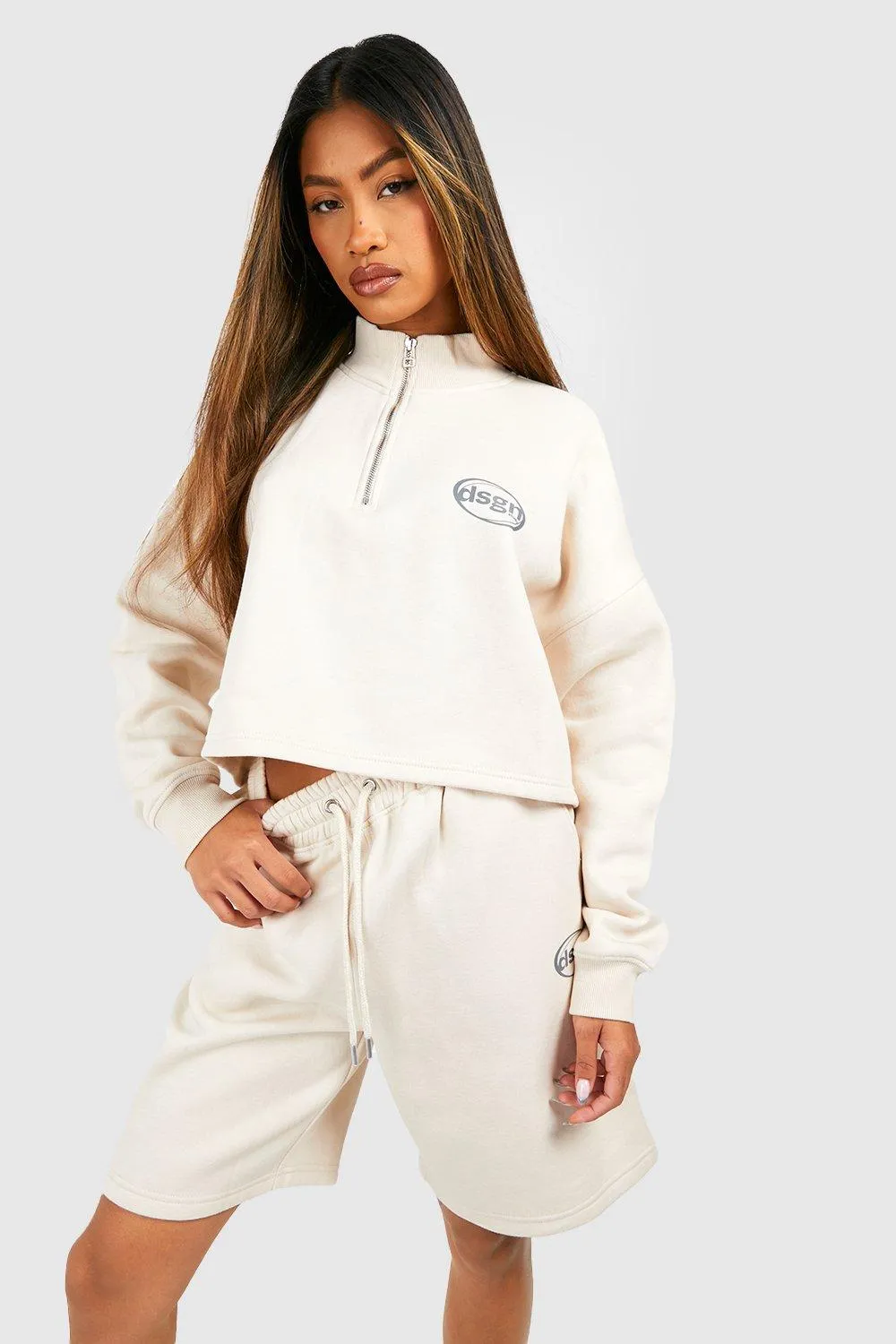 Dsgn Studio Cropped Half Zip Short Tracksuit