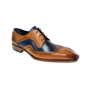 Men's Cognac/Navy Leather Oxfords by Duca Saranno