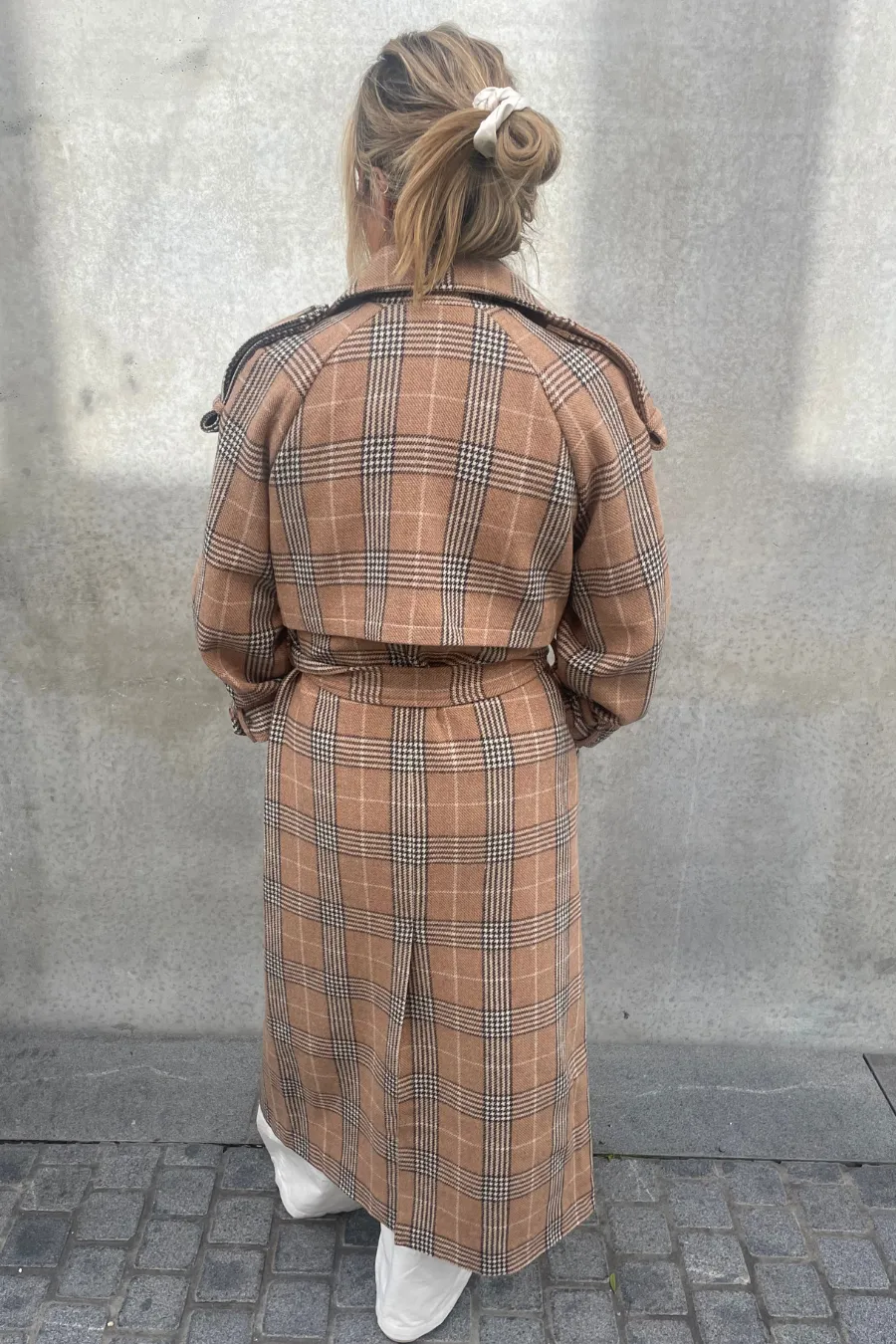 Ducie Wool Brown Check Coat - Everly Style