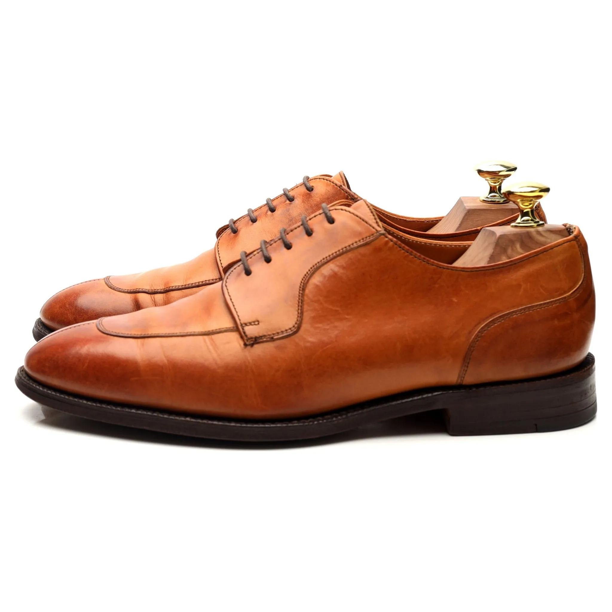 'Duval' Tan Brown Leather Split Toe Derby UK 7.5 F