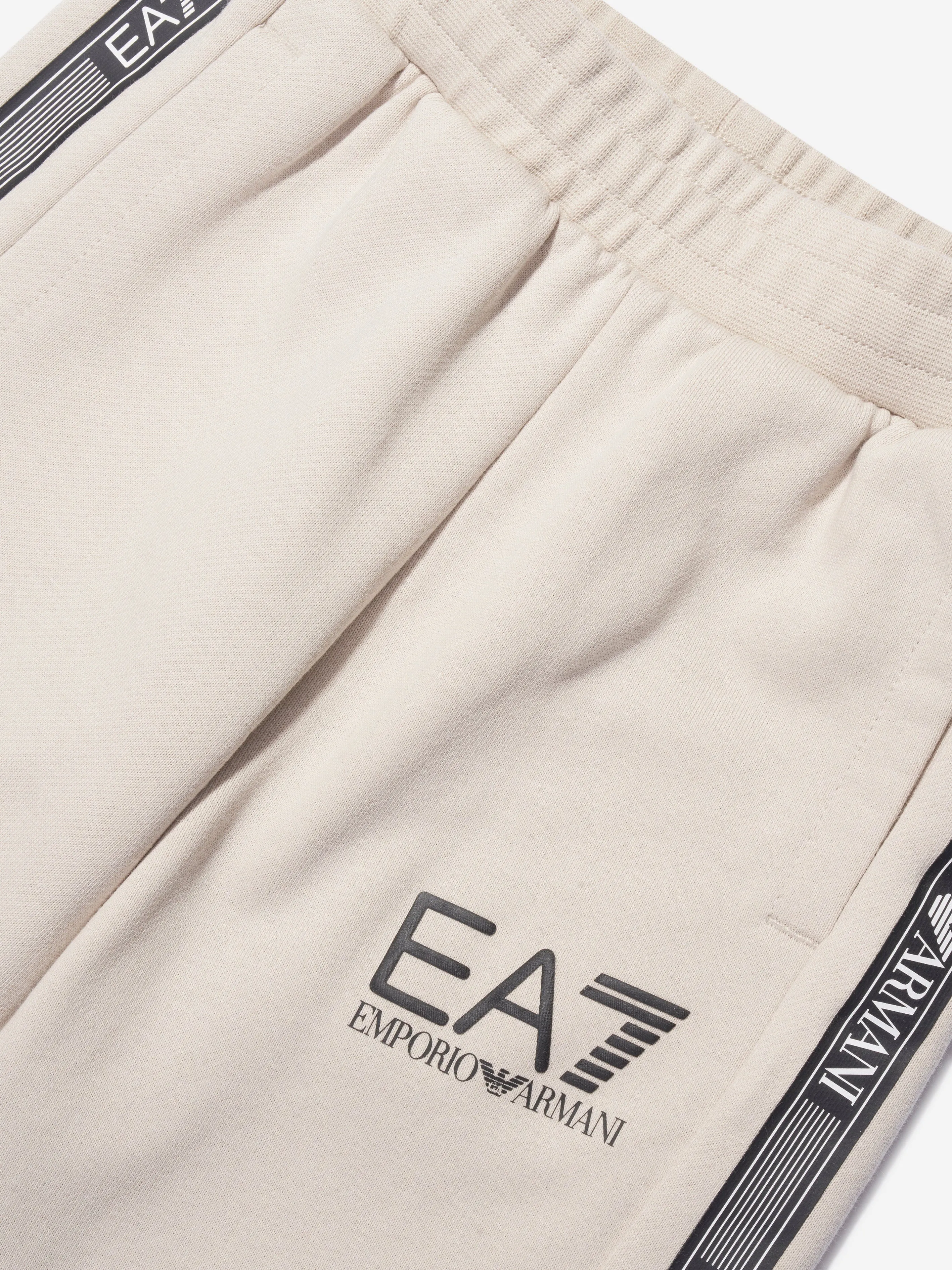 EA7 Emporio Armani Boys Logo Joggers in Beige