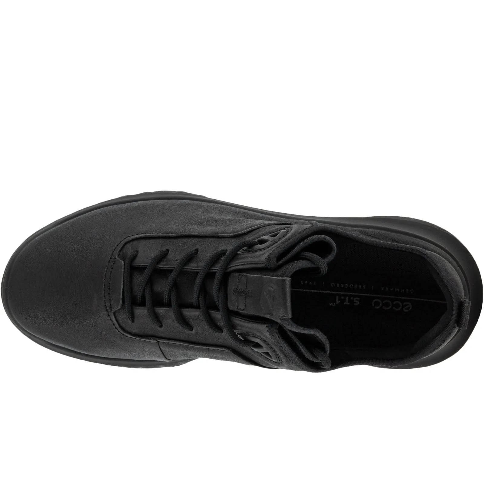 ECCO Mens ST.360 Leather Elastic Lacing Trainers - Black