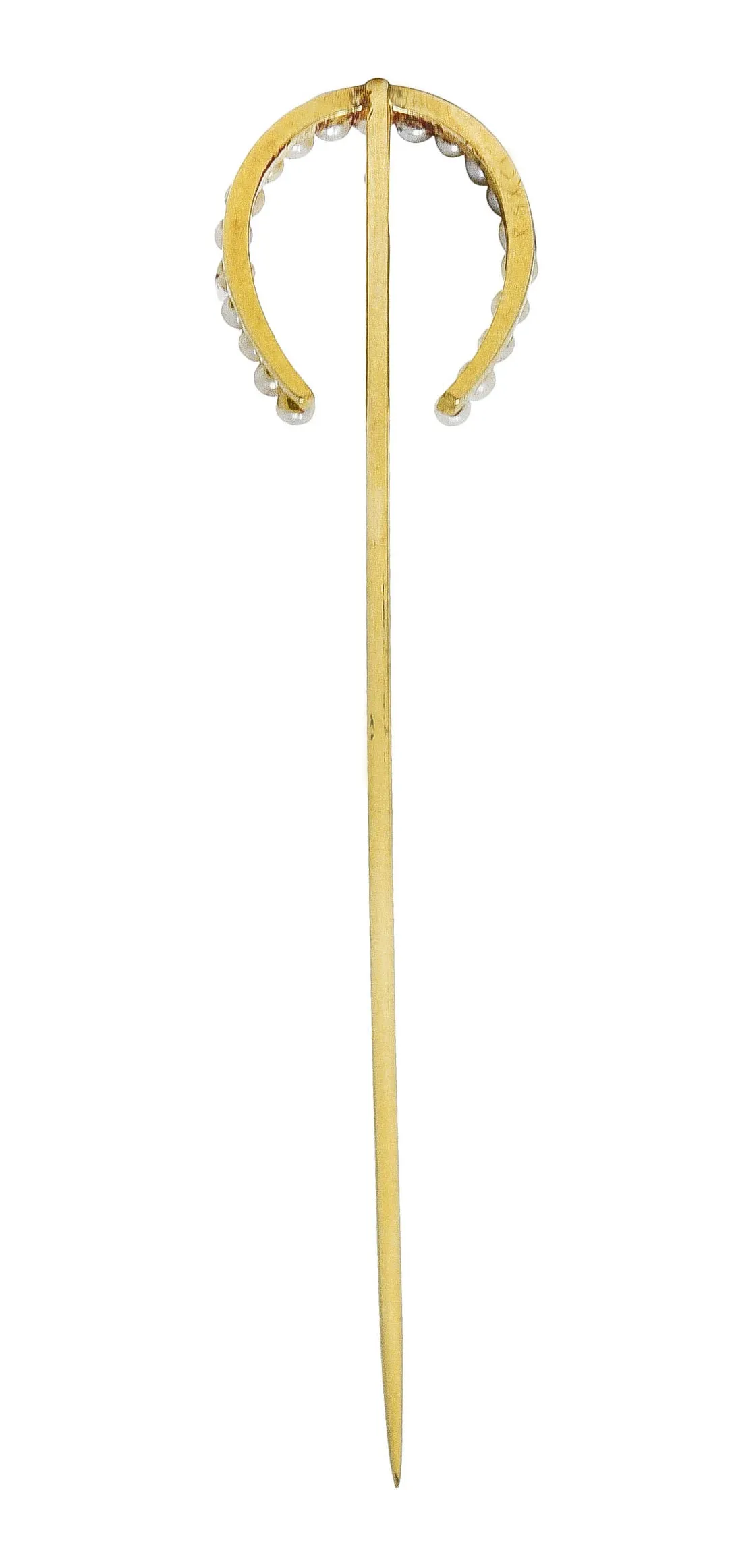 Edwardian Stickpin with 14 Karat Yellow Gold and Pearl Horseshoe