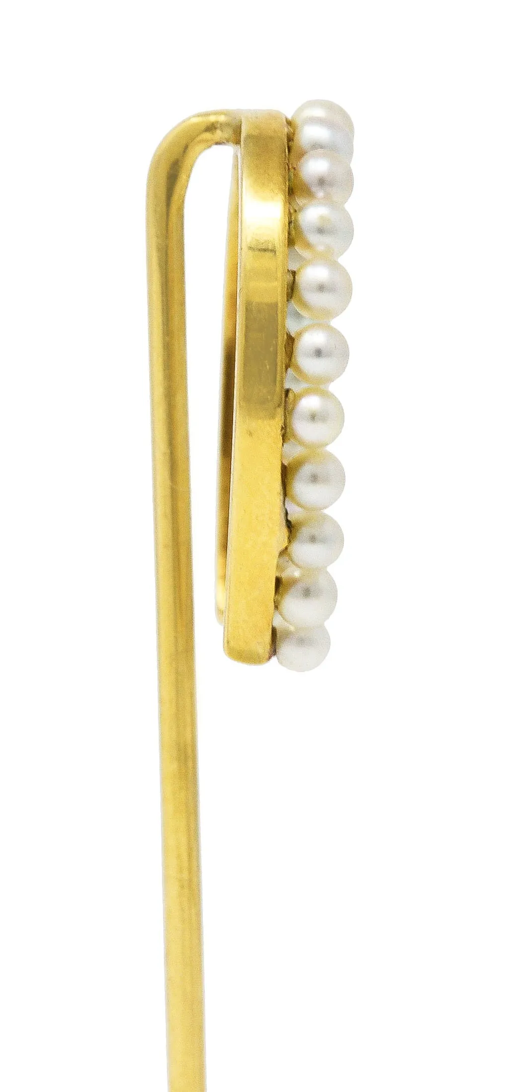 Edwardian Stickpin with 14 Karat Yellow Gold and Pearl Horseshoe