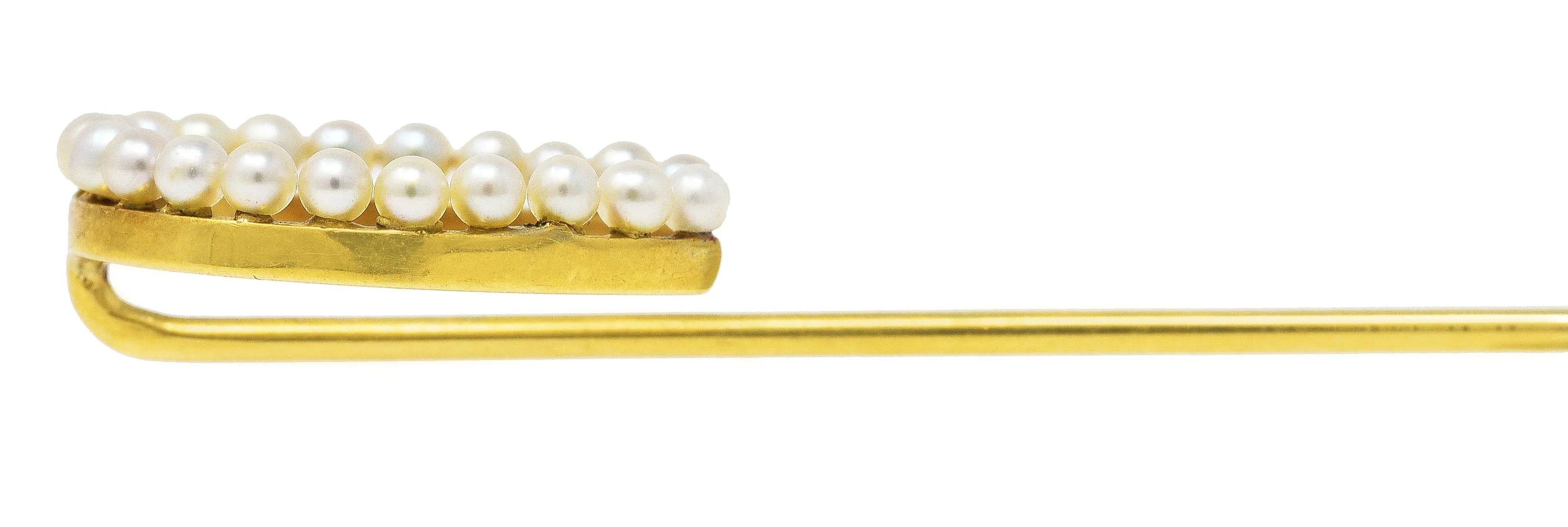 Edwardian Stickpin with 14 Karat Yellow Gold and Pearl Horseshoe