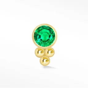 14k Yellow Emerald Flat Back Earring