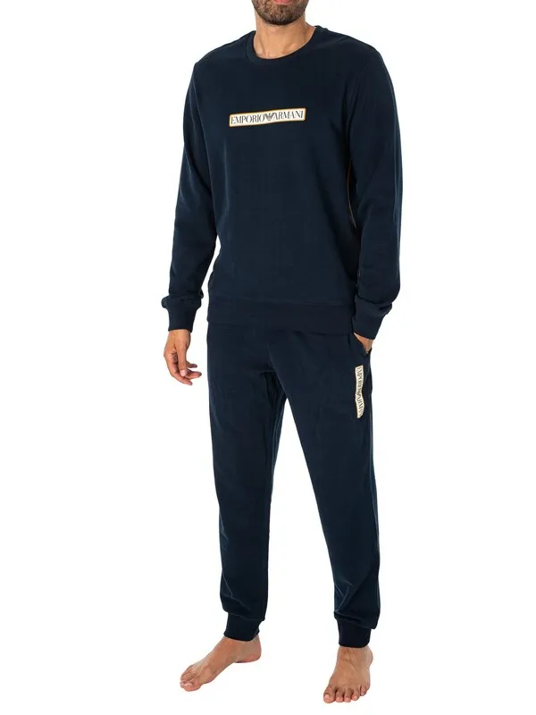 Emporio Armani Lounge Side Logo Joggers - Marine