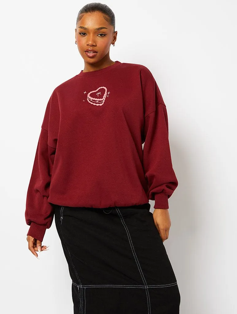 Feed Me Cake Sweatshirt in Burgundy