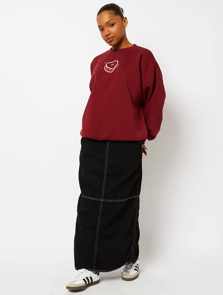 Feed Me Cake Sweatshirt in Burgundy