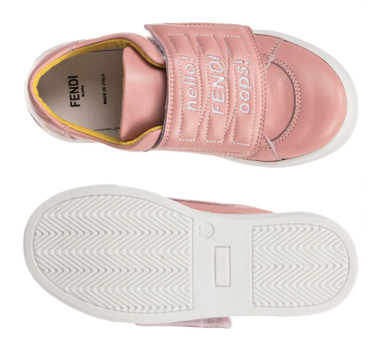 Fendi Girls Pink Text Trainers  