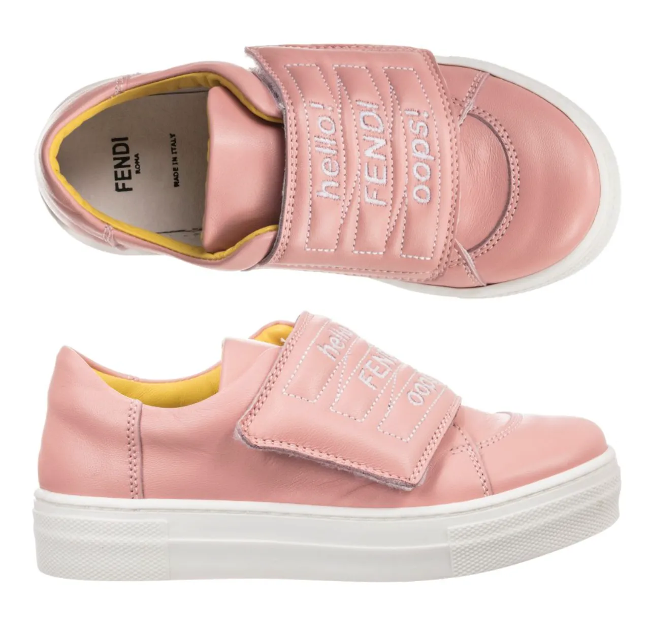 Fendi Girls Pink Text Trainers  