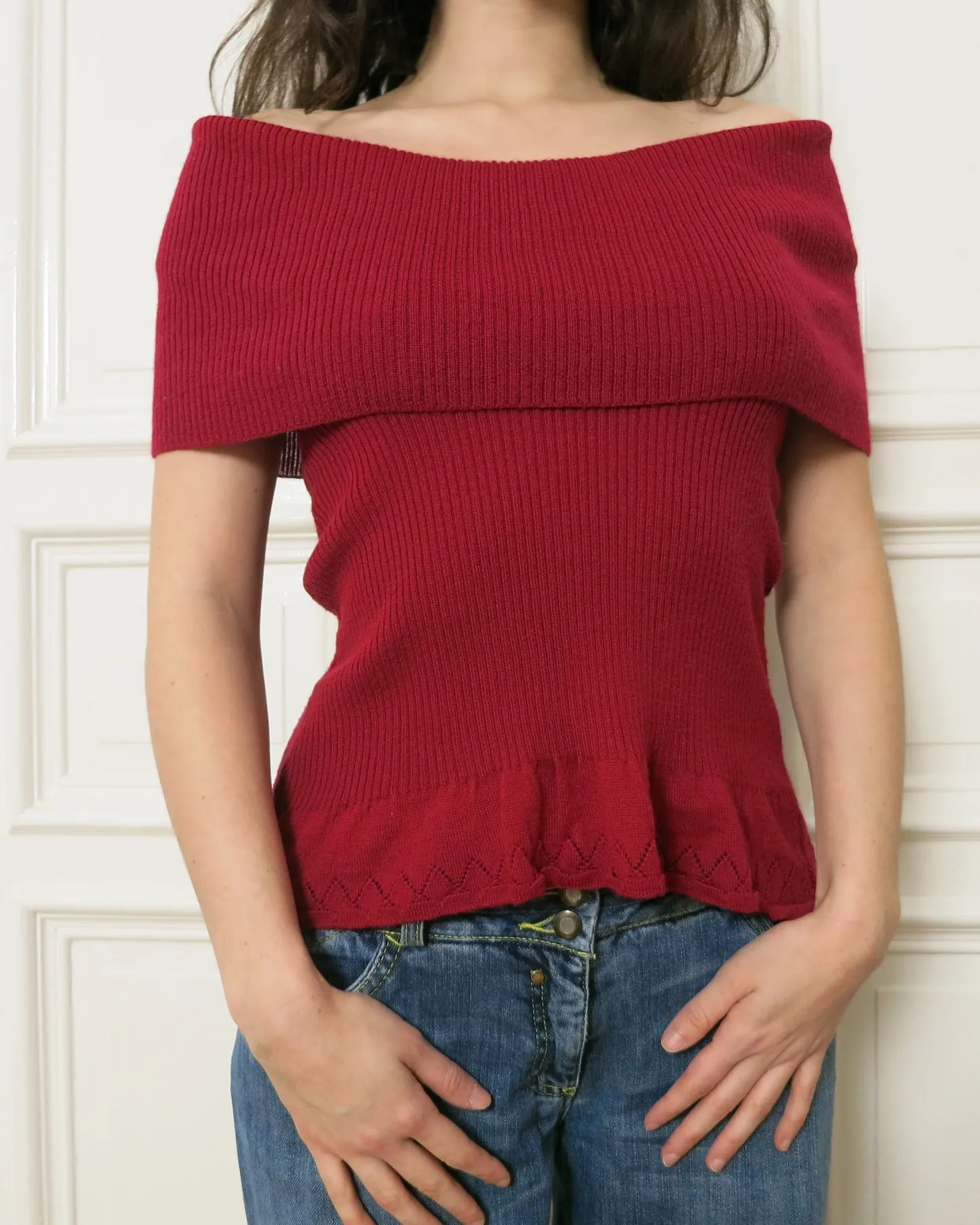       Festive knit red top    