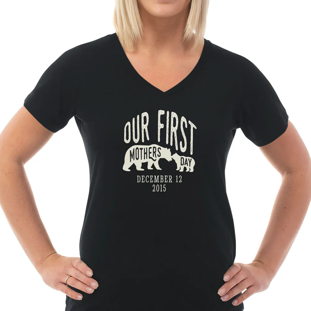 Personalized First Mother's Day V Neck Tee