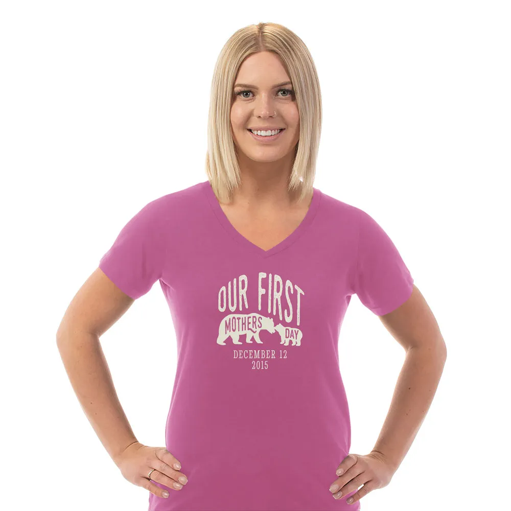 Personalized First Mother's Day V Neck Tee