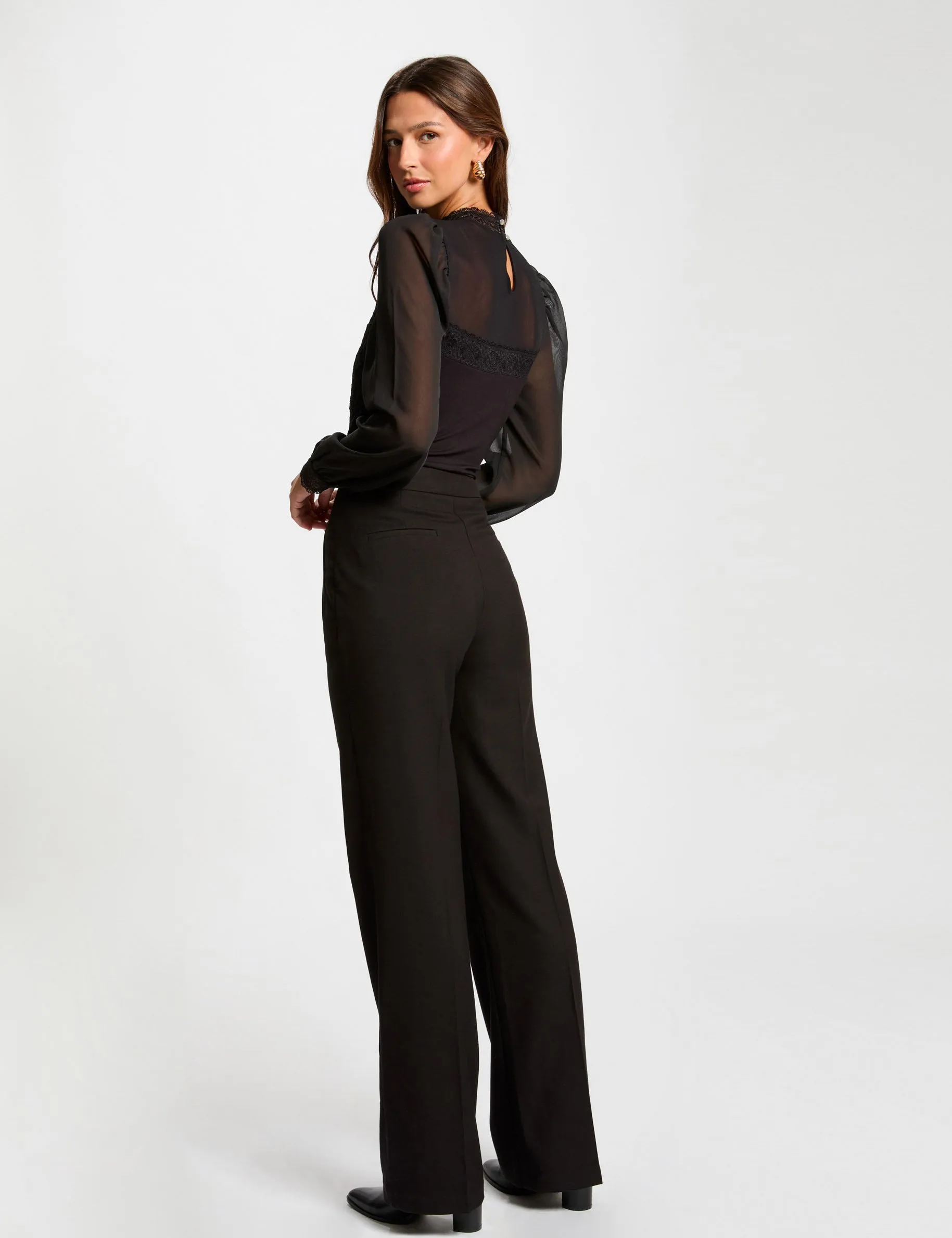 Flare trousers with darts black women