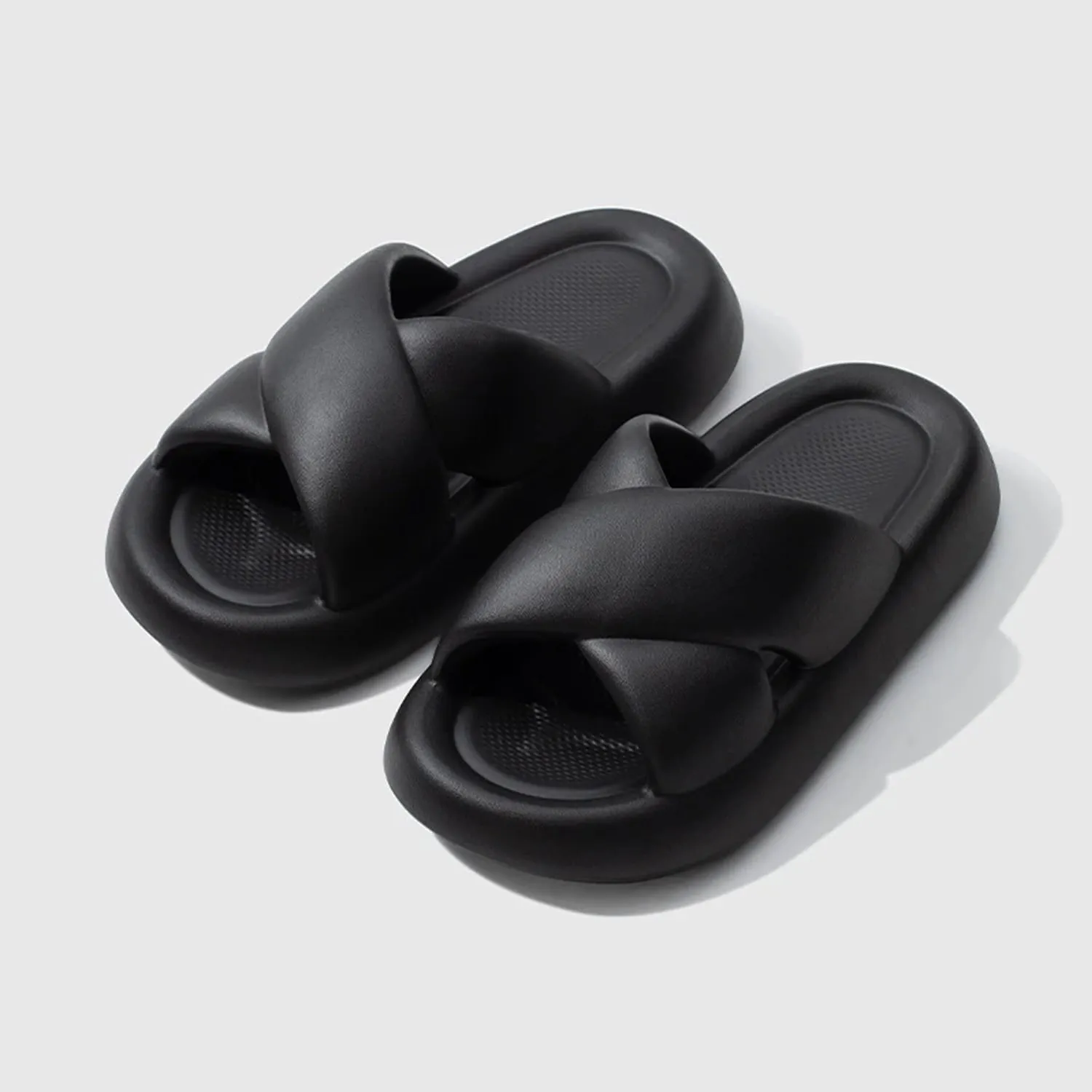 FLOOF Women's Puff Puff Slide in Black