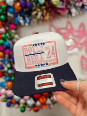 Fly Trucker Hat - Dolly + Reba For President Navy/Pink