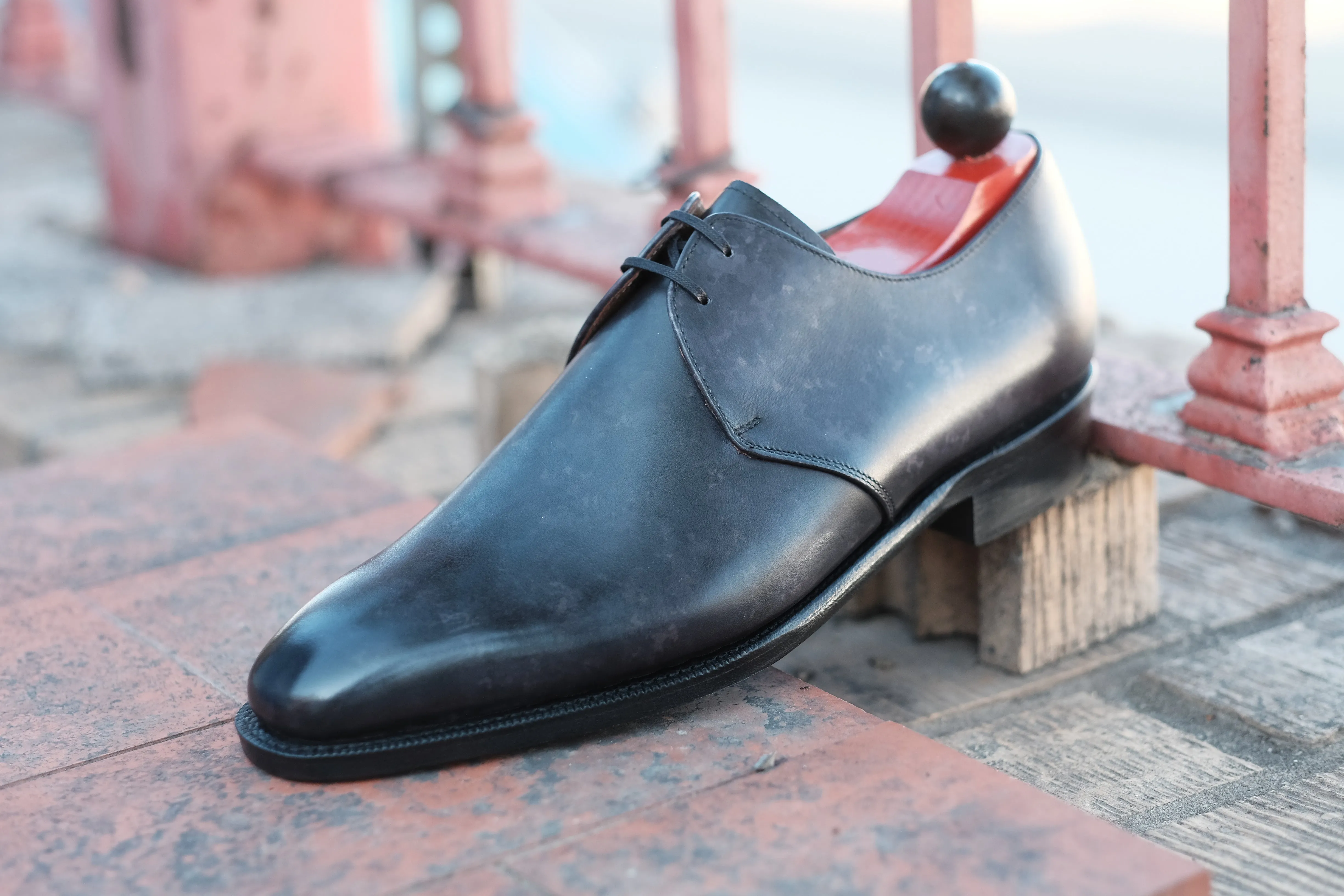 Fremont Black Marble Patina MTO LPB Last Single Leather Sole