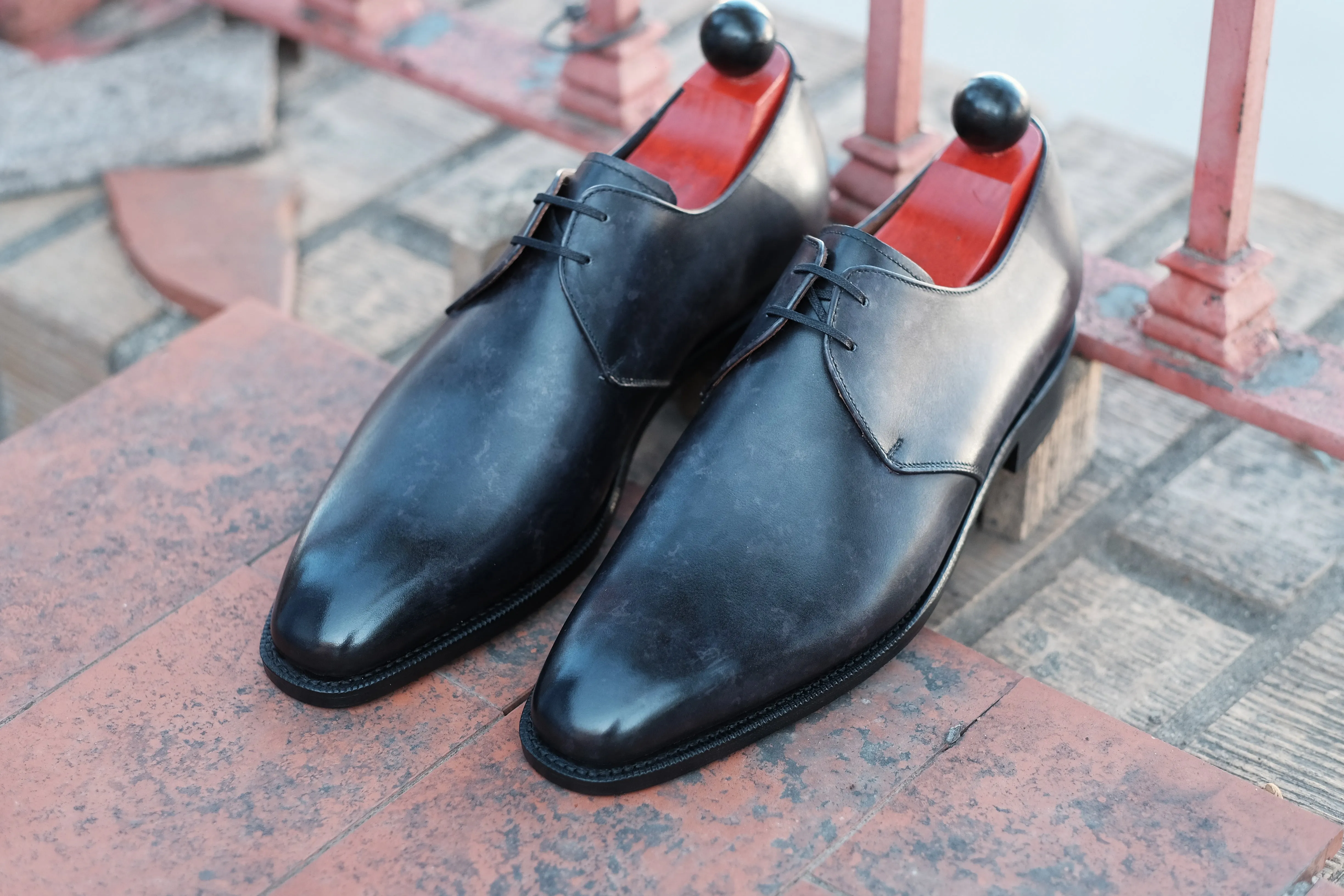 Fremont Black Marble Patina MTO LPB Last Single Leather Sole