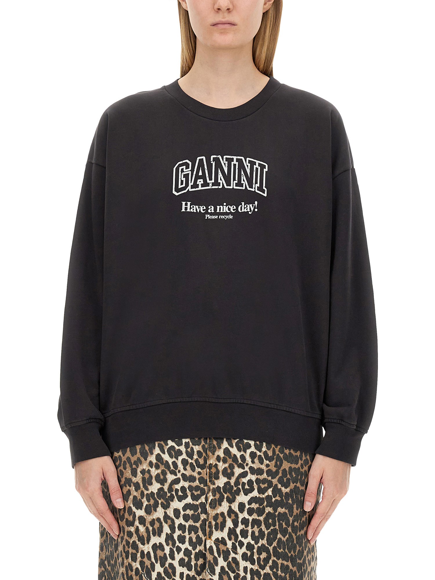 GANNI sweatshirt cotton logo.