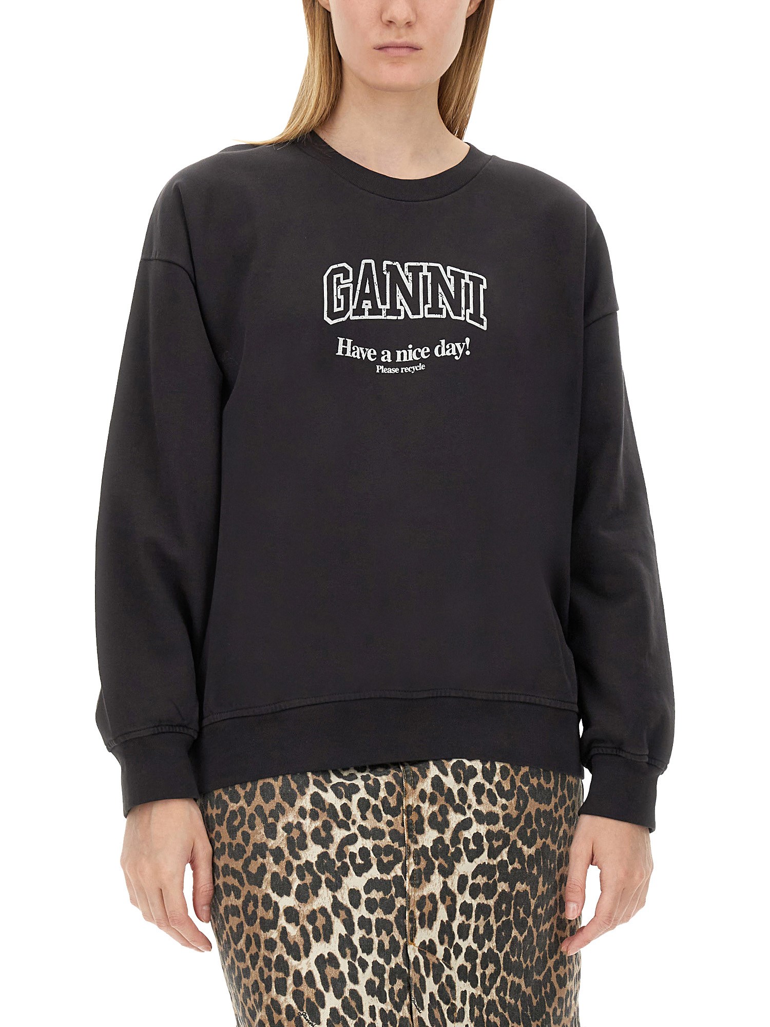 GANNI sweatshirt cotton logo.