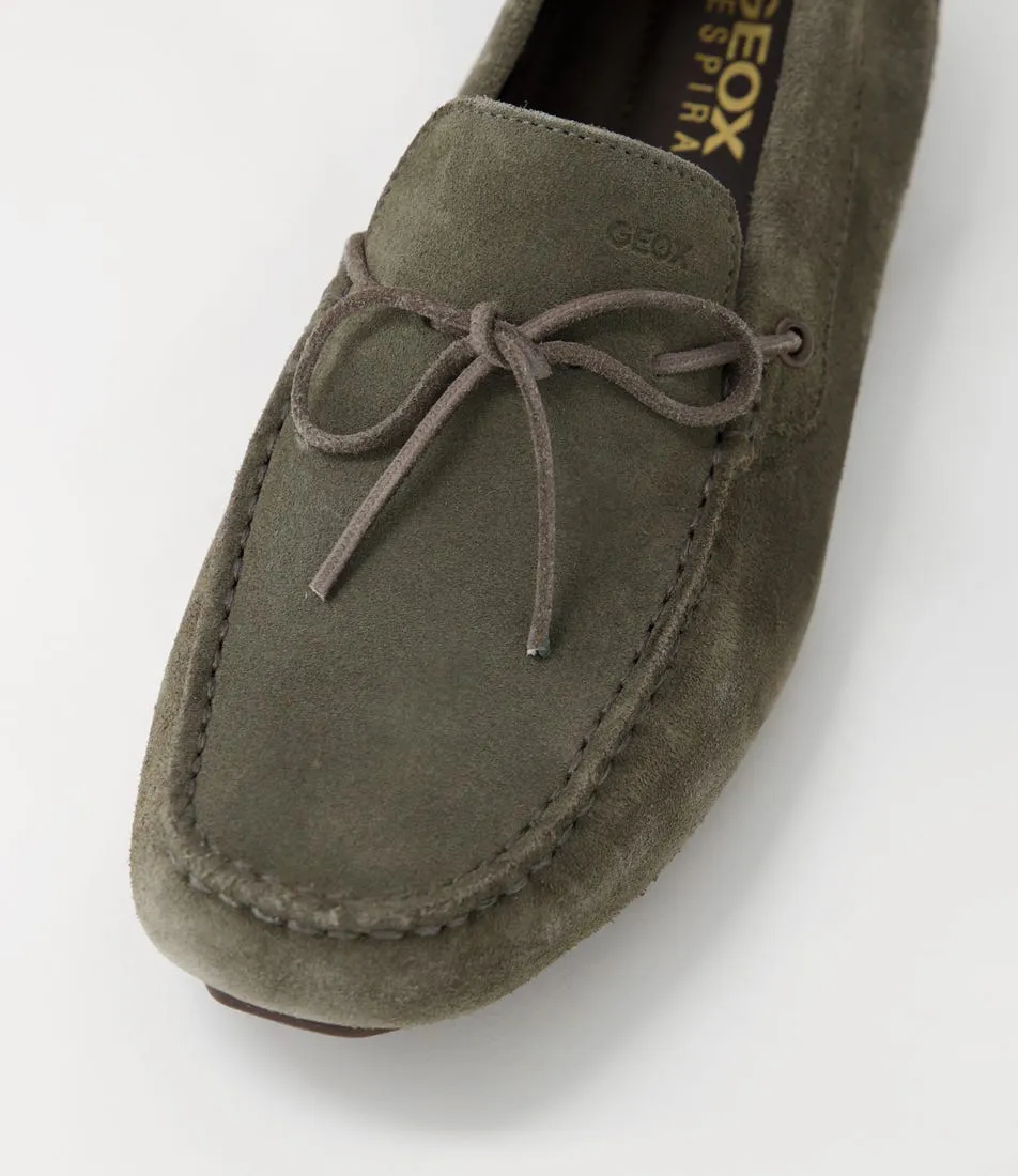 Light Olive Suede Moccasins by GEOX