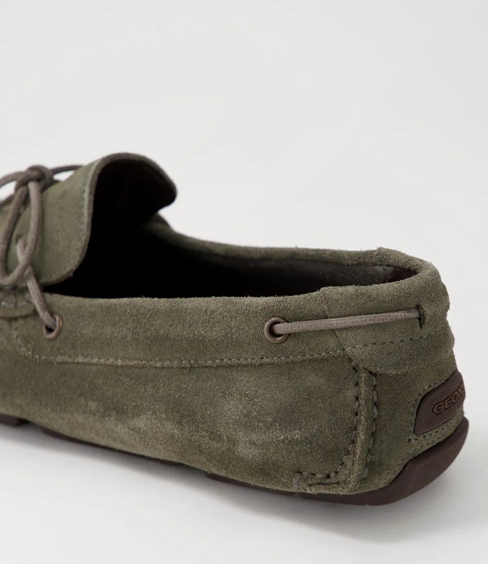 Light Olive Suede Moccasins by GEOX