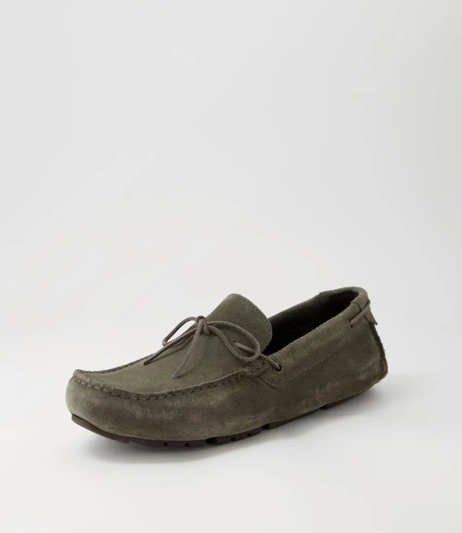 Light Olive Suede Moccasins by GEOX