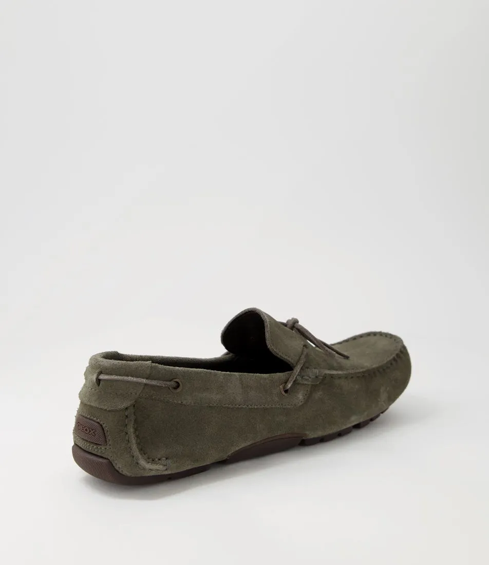 Light Olive Suede Moccasins by GEOX