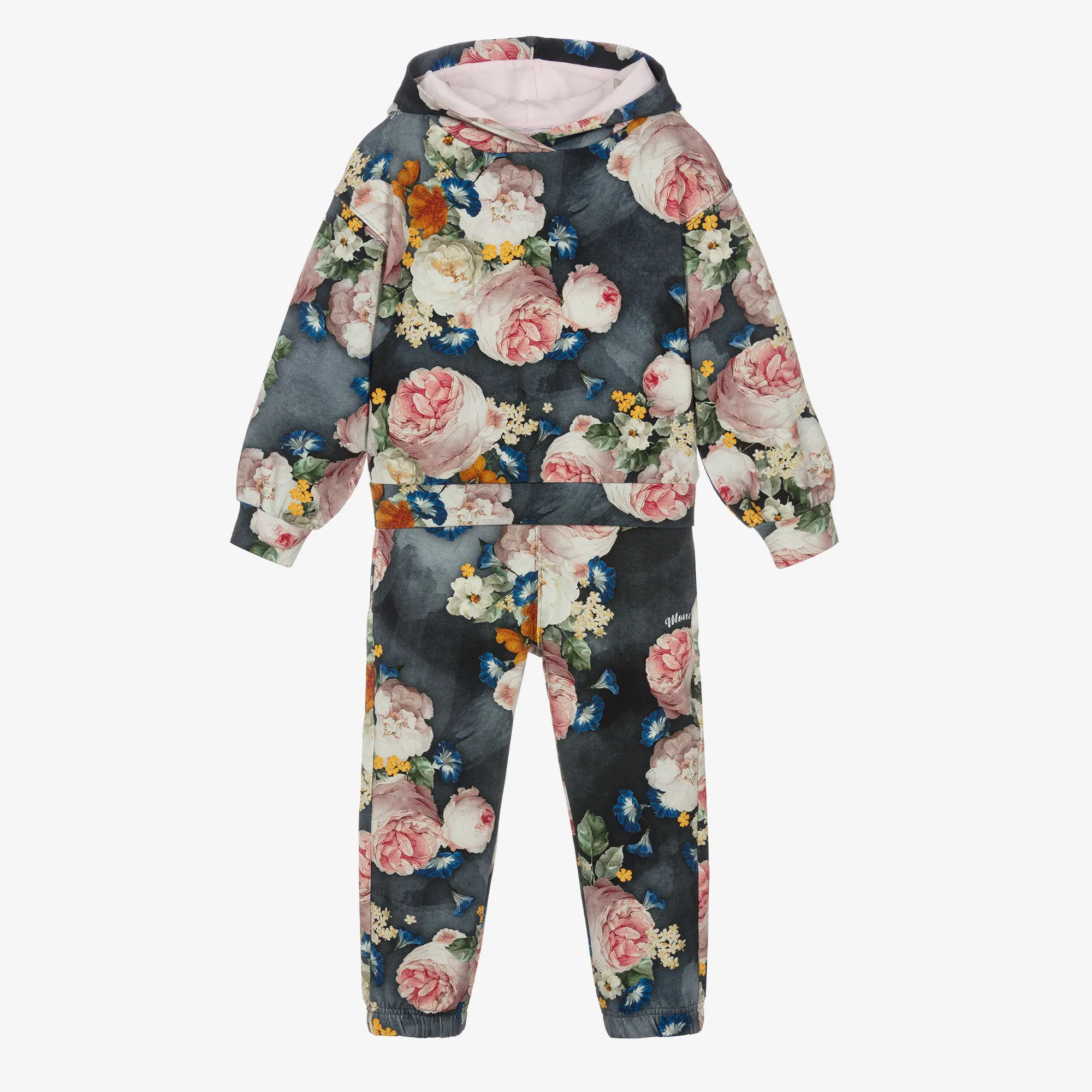 Girls Blue Floral Cotton Tracksuit