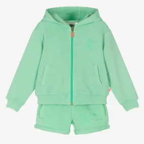 Girls Green Cotton Pineapple Short Tracksuit