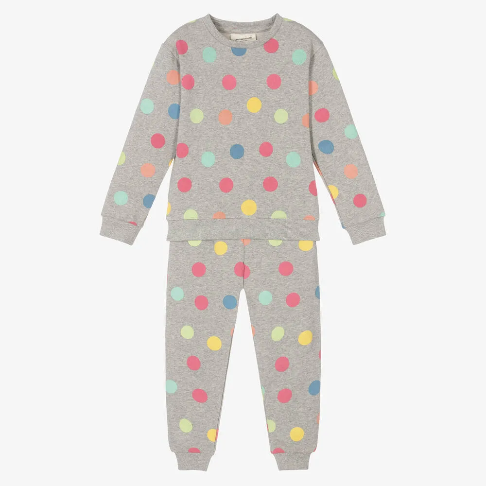 Girls Grey Organic Polka Dot Tracksuit