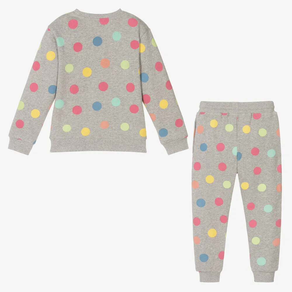 Girls Grey Organic Polka Dot Tracksuit