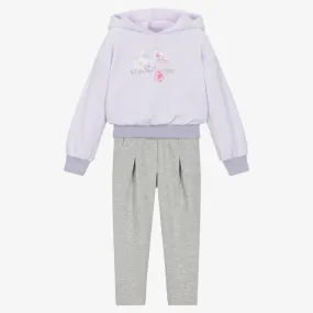 Girls Lilac Purple & Grey Tracksuit