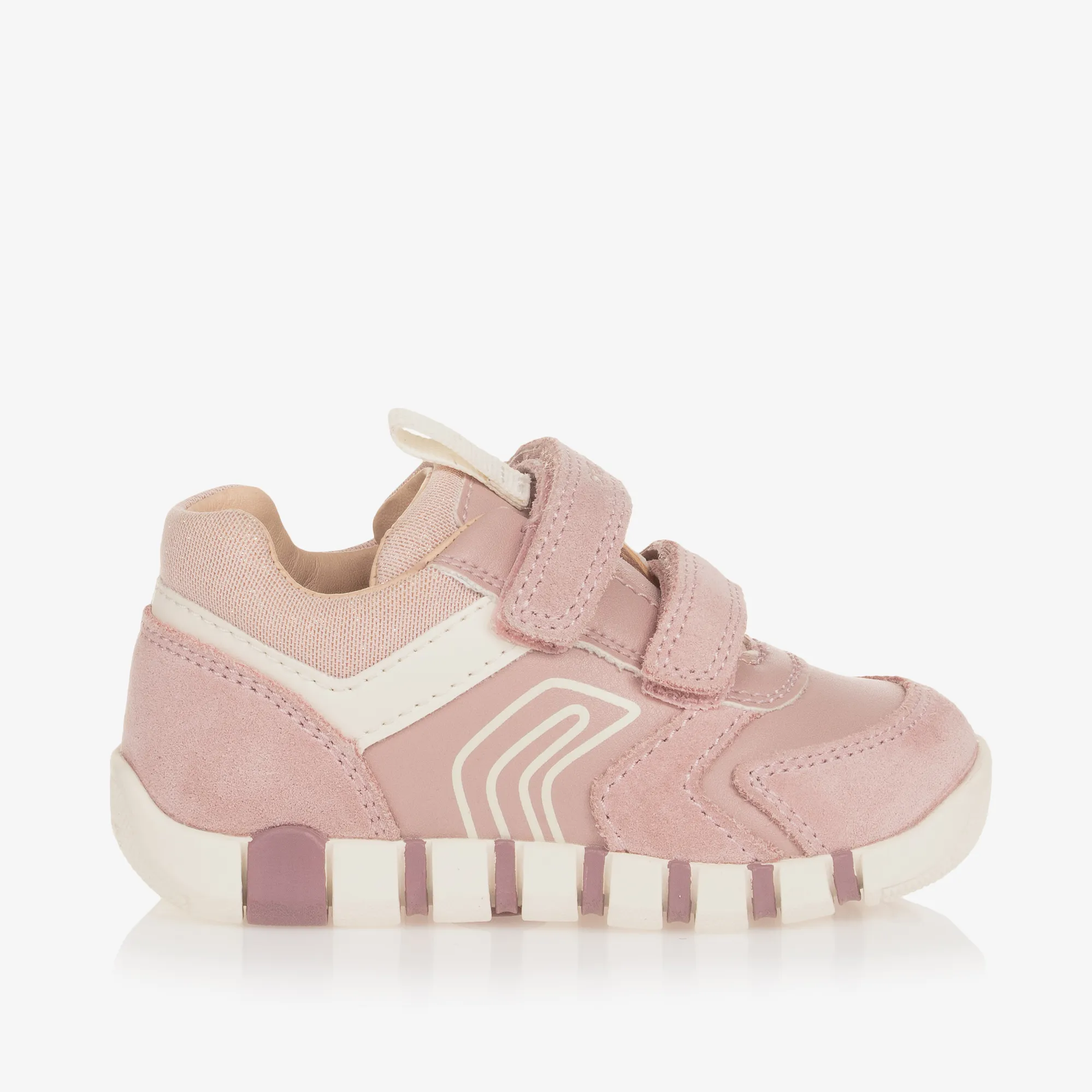 Girls Pink Sparkle Leather Trainers