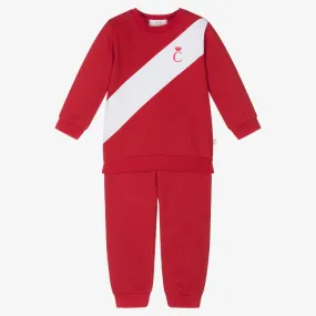 Girls Red Cotton Tracksuit