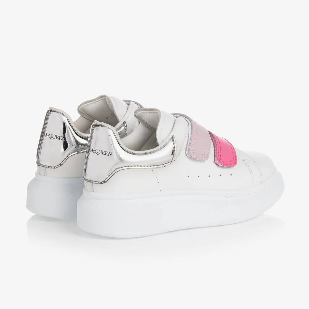 Girls White Leather Oversized Trainers