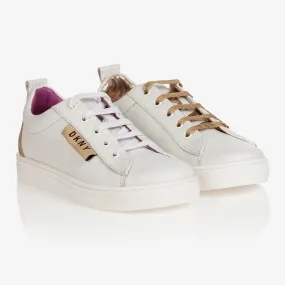 Girls White Leather Trainers