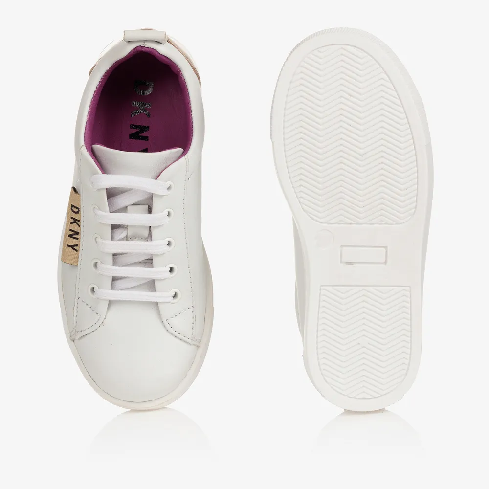 Girls White Leather Trainers