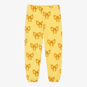 Girls Yellow Organic Cotton Bow Print Joggers