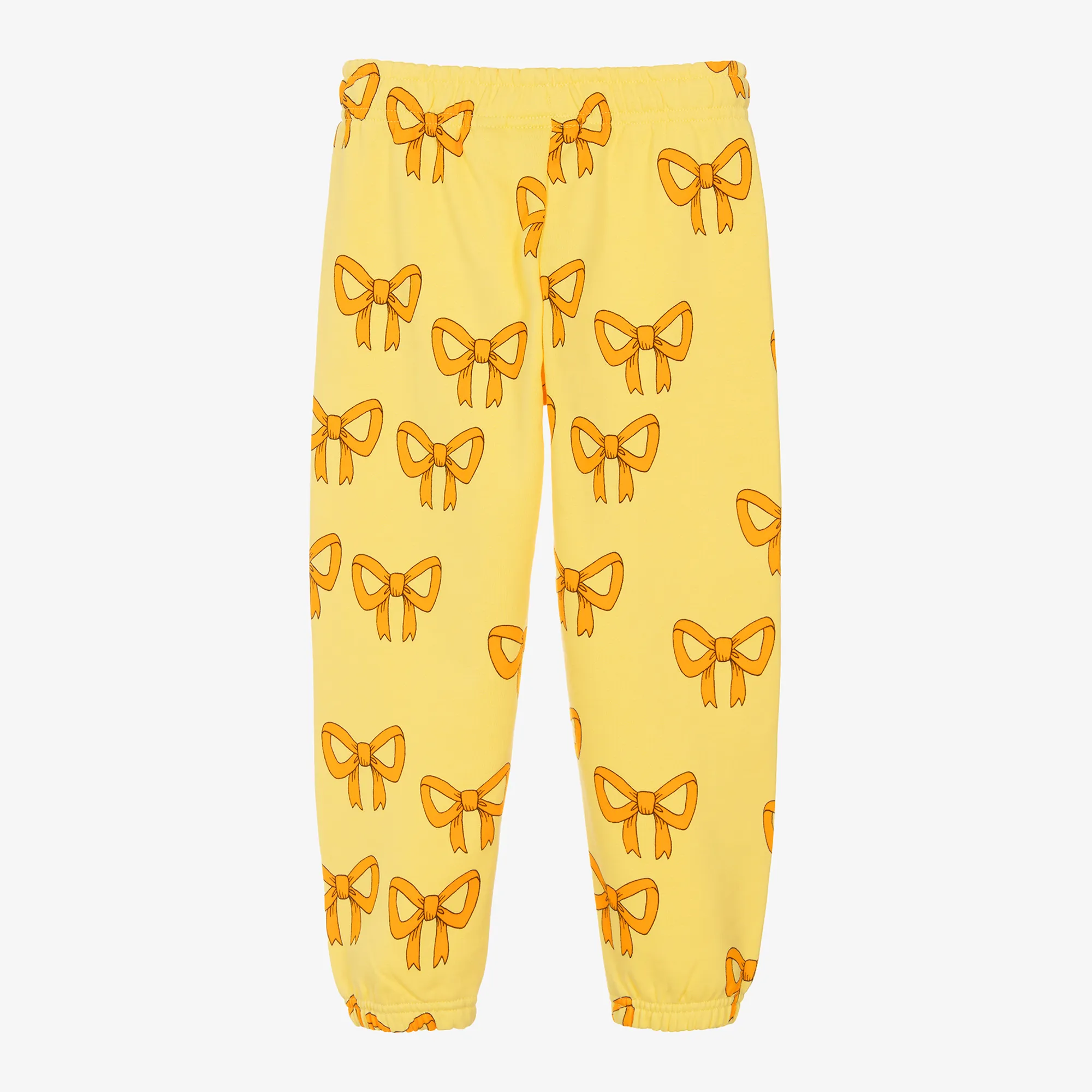 Girls Yellow Organic Cotton Bow Print Joggers