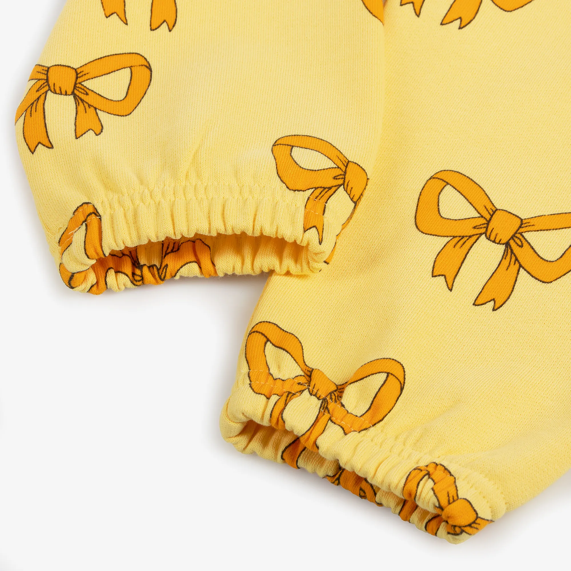 Girls Yellow Organic Cotton Bow Print Joggers