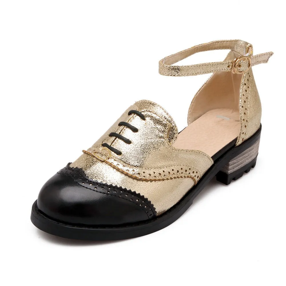 Metallic Gold Ankle Strap Flats