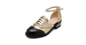 Metallic Gold Ankle Strap Flats