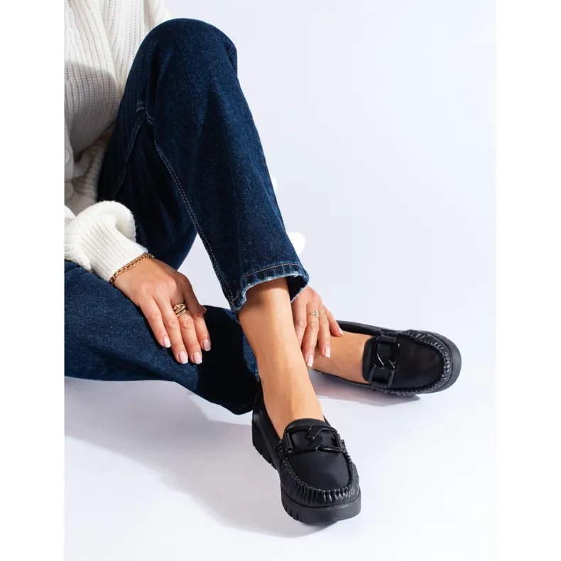 Black Eco Leather Moccasins by Goodin