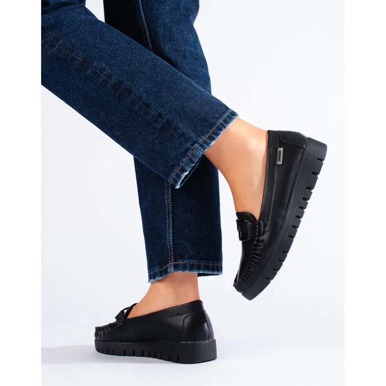 Black Eco Leather Moccasins by Goodin