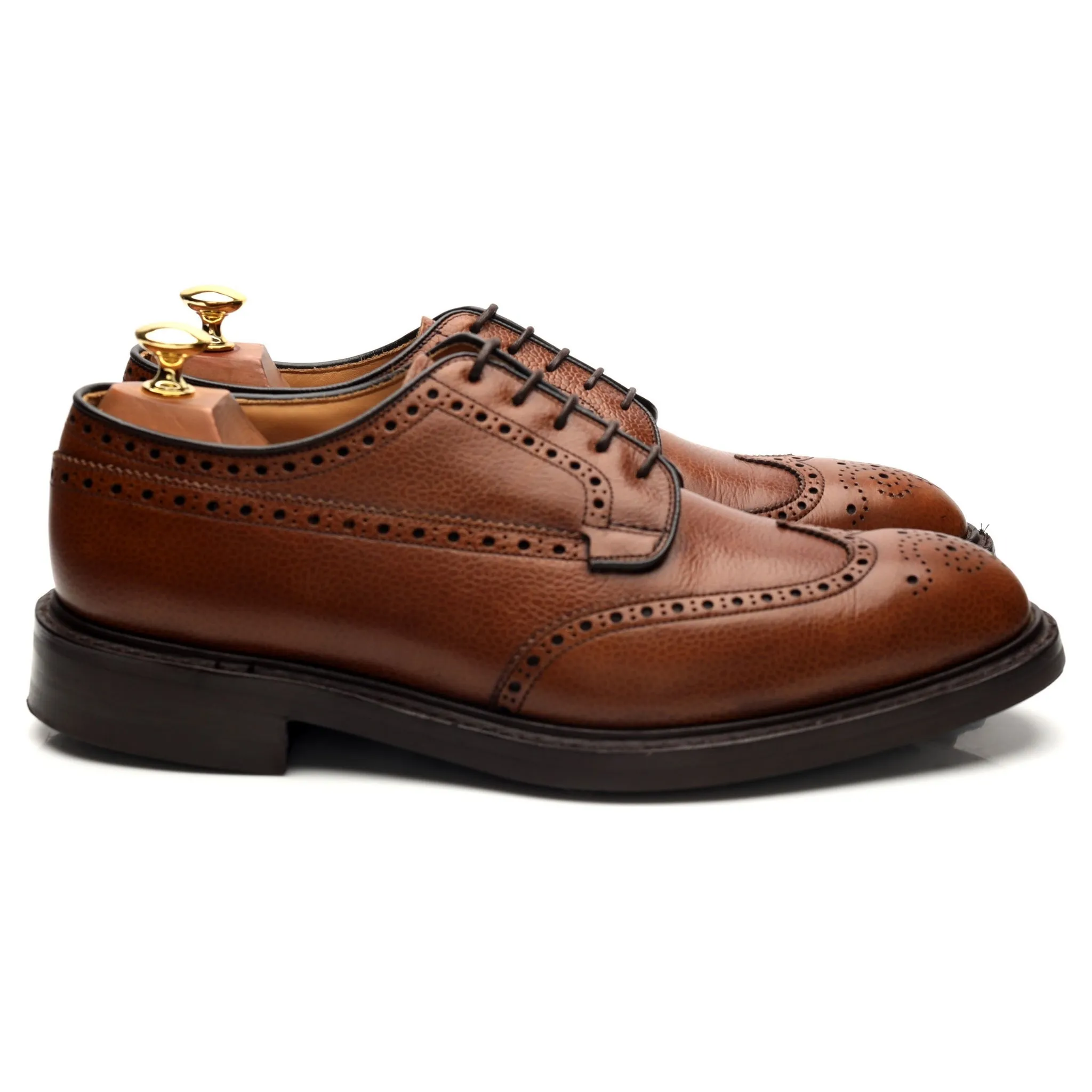 'Grafton' Tan Brown Leather Derby Brogues UK 9 G