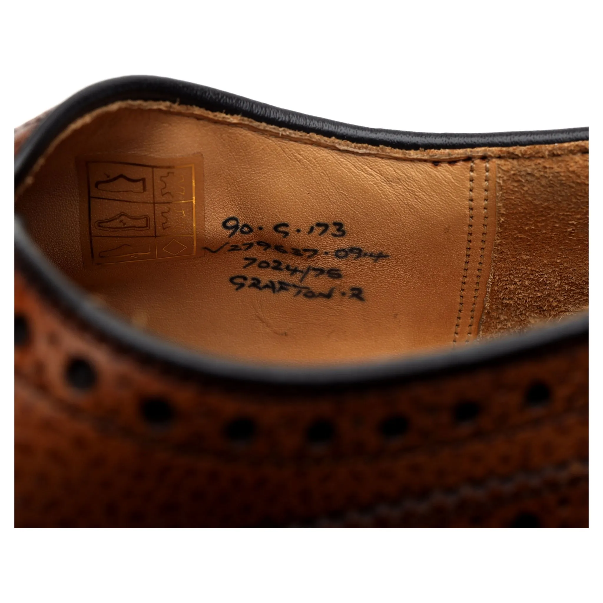 'Grafton' Tan Brown Leather Derby Brogues UK 9 G