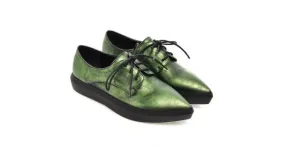 Vintage Green Oxford Sneakers Lace Up Shoes